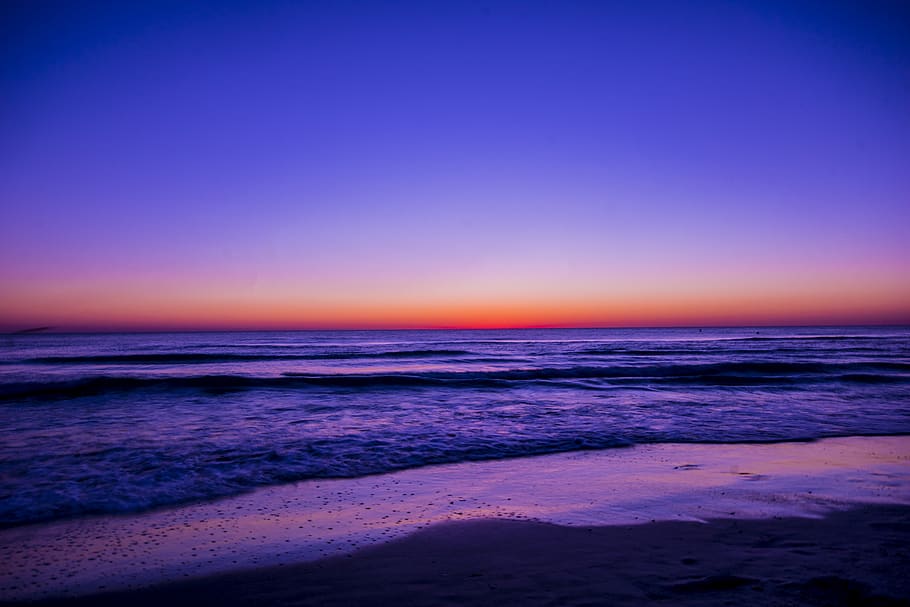 Scenic View of Ocean During Dawn, beach, beautiful, clear sky HD wallpaper