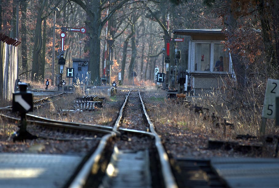 gleise, rails, railway, train, railroad tracks, transport, railway system HD wallpaper