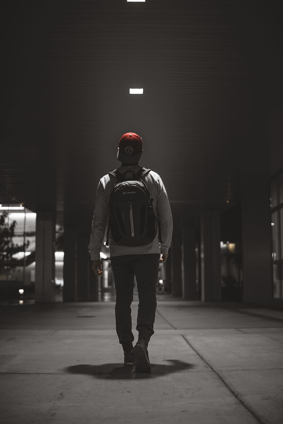 men's black zip-up jacket, one person, full length, illuminated HD wallpaper