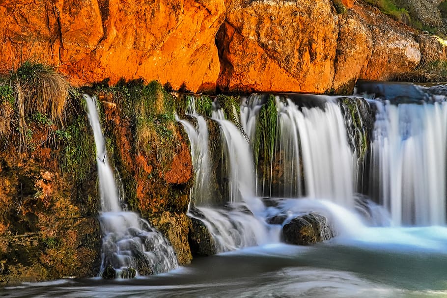 spain, rubielos de mora, water, long exposure, waterfall, motion HD wallpaper