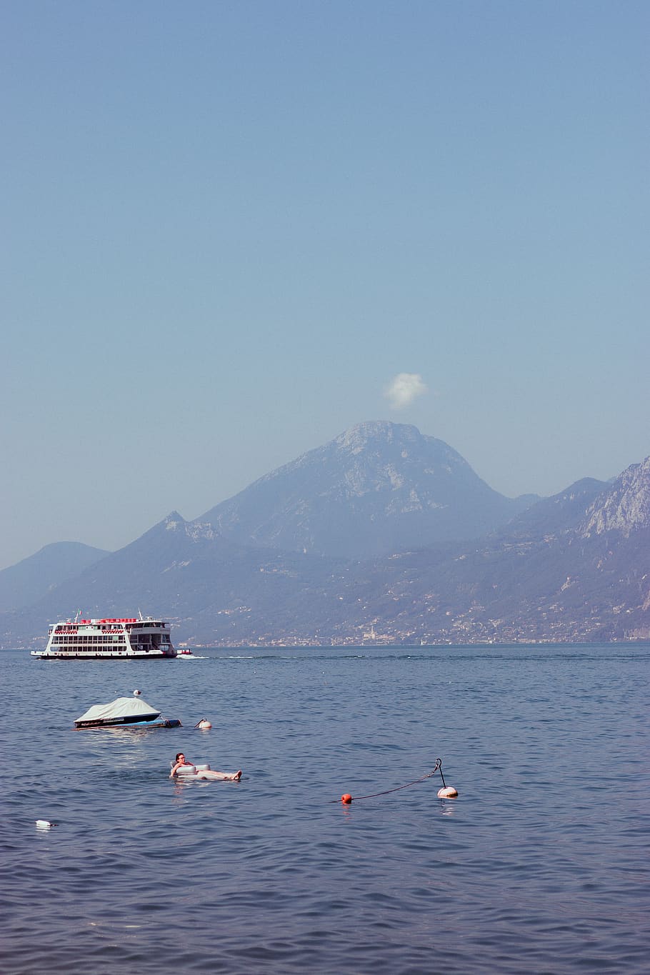 white boat on ocean, vehicle, transportation, lake garda, ferry HD wallpaper