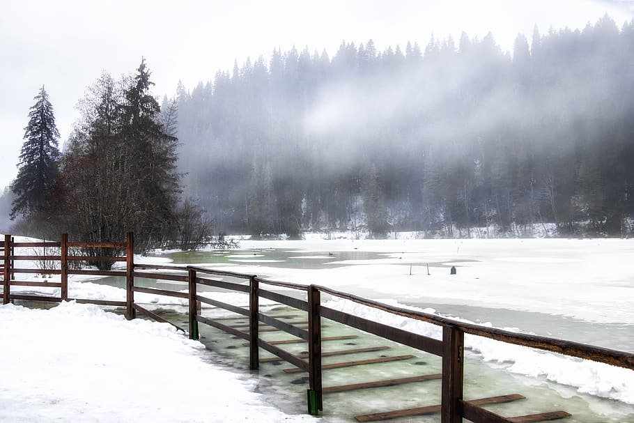 transylvania, killer lake, ice, snow, winter, cold, nature, HD wallpaper