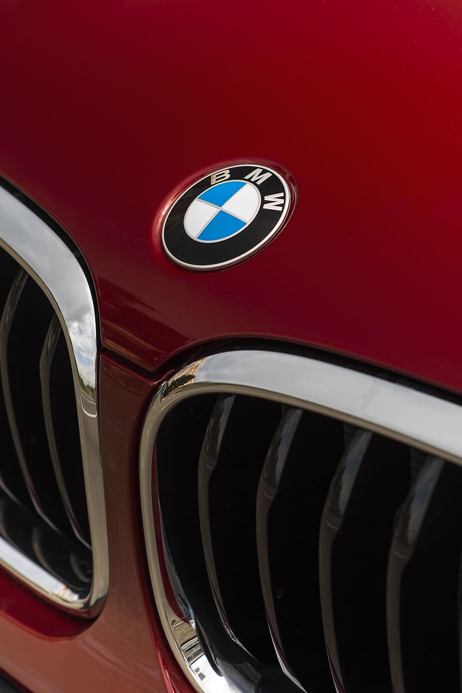 red BMW car, close-up, no people, motor vehicle, indoors, reflection HD wallpaper