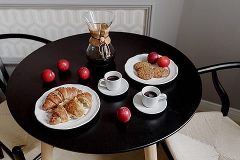 Breakfast served with coffee, interior, modern, table, contemporary HD wallpaper
