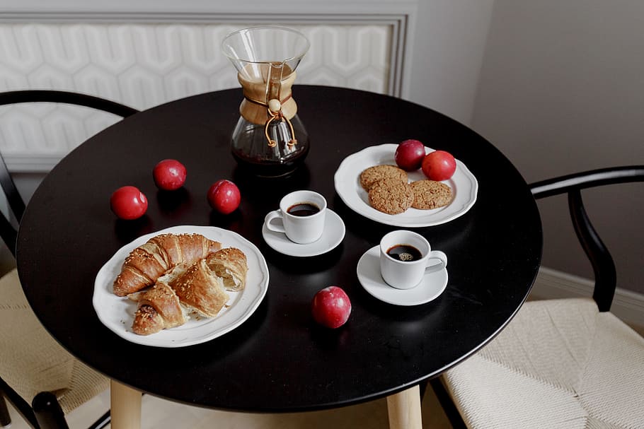 Breakfast served with coffee, interior, modern, table, contemporary, HD wallpaper