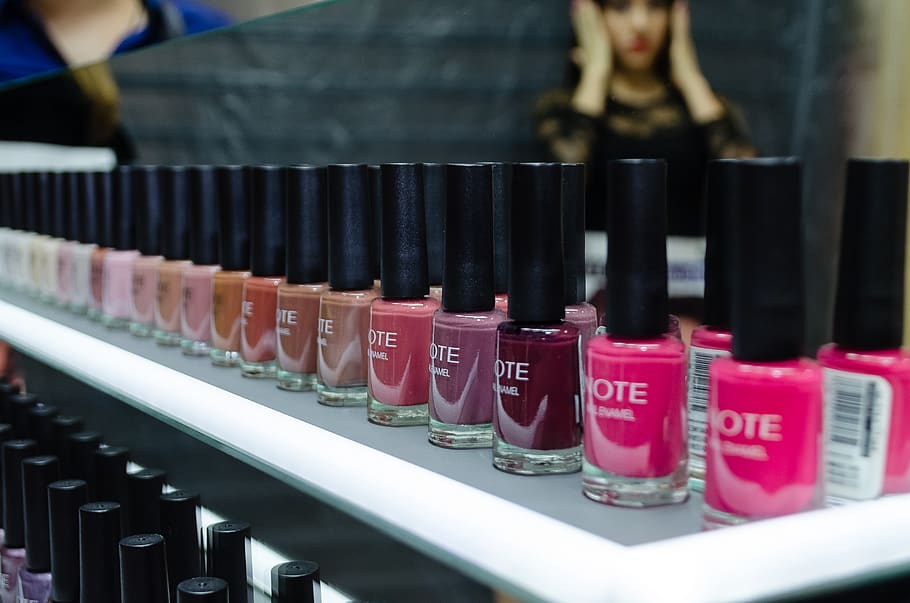 nail lacquer, cosmetics, lipstick, person, human, colorful, point of view HD wallpaper