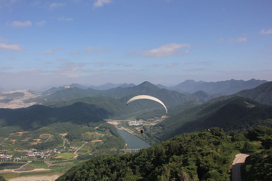 paragliding, flight, sport, wind, air, sky, leisure, nature, HD wallpaper
