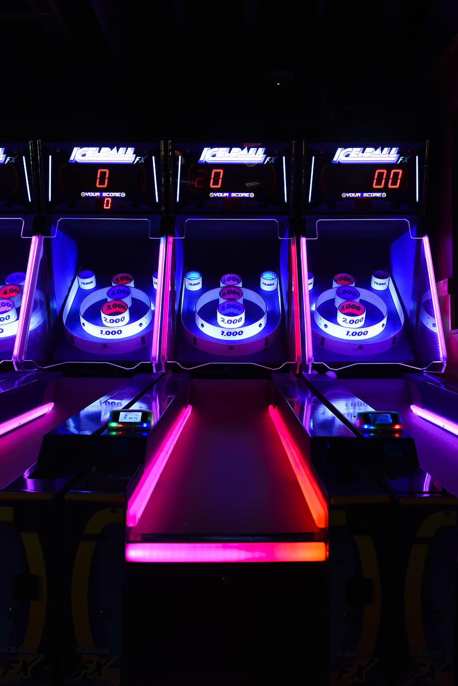 Led Lighted Bowling Arcade Machine, bright, close-up, colorful, HD wallpaper