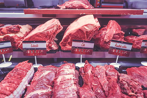 meat, butcher, display, showcase, fresh, red, beef, food, shop HD wallpaper