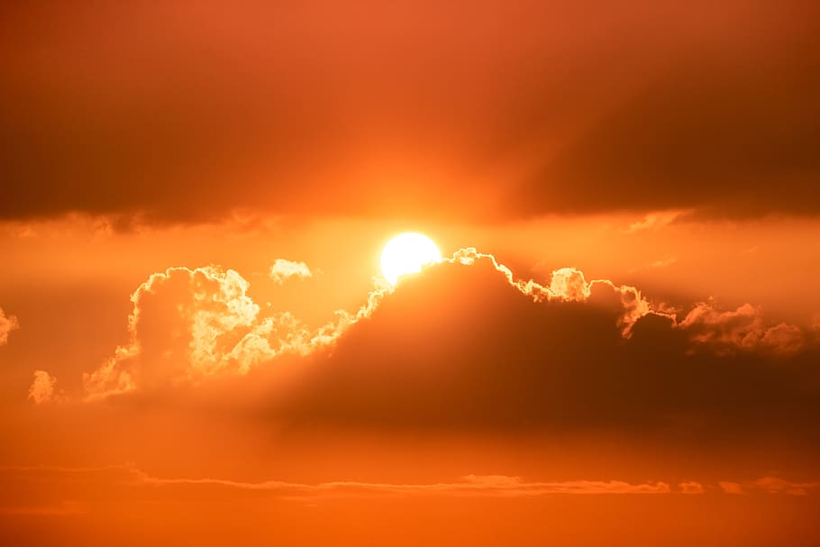 sunset, sunbeam, sky, dusk, mood, abendstimmung, nature, evening sky HD wallpaper