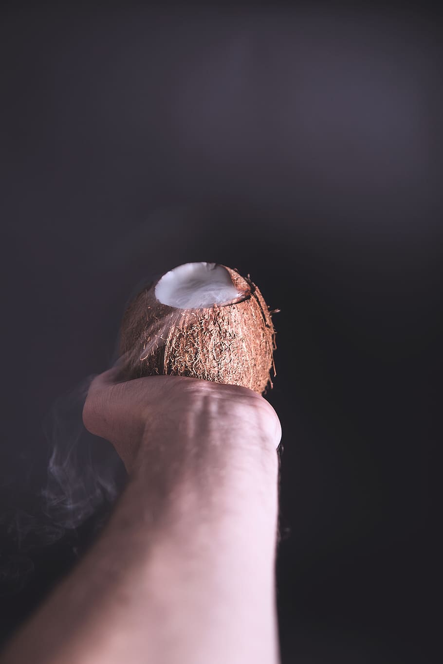 Coconut, exotic, fruit, hand, minimal, minimalistic, simple, simplistic HD wallpaper