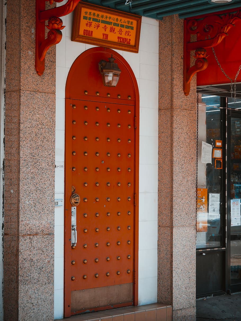 closed door, queens, united states, building, red, store, shop HD wallpaper