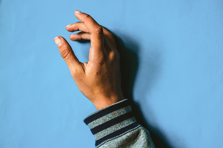 person hand, human hand, blue, one person, human body part, real people HD wallpaper