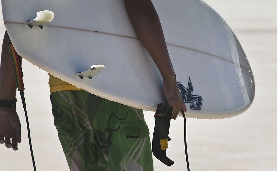 shore, surfer, board, seashore, human, activity, sport, day HD wallpaper
