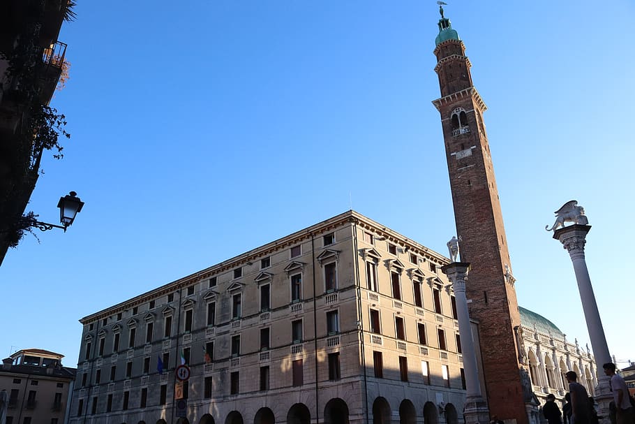 vicenza, building, tower, architecture, human, person, steeple, HD wallpaper