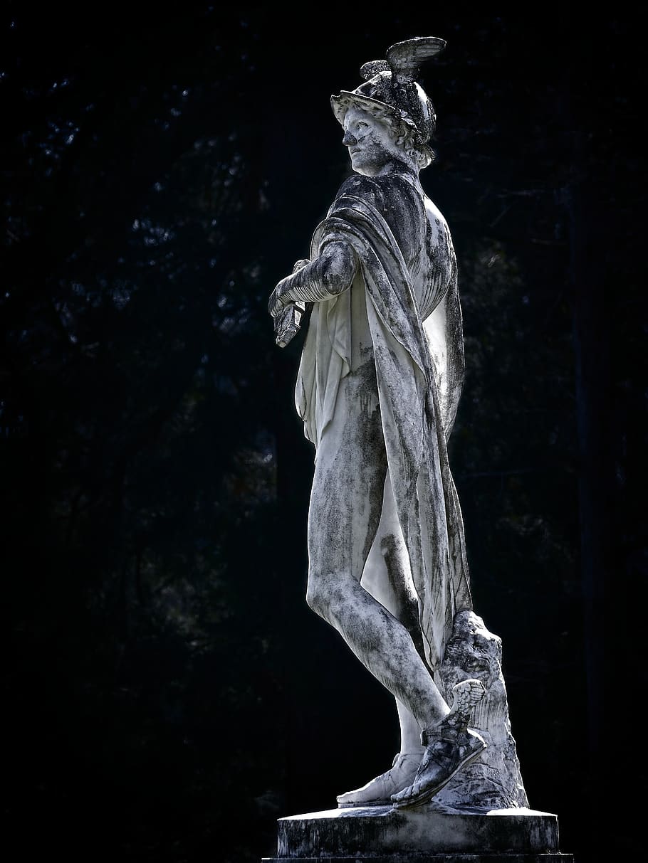 gray man concrete statue, sculpture, art and craft, human representation HD wallpaper