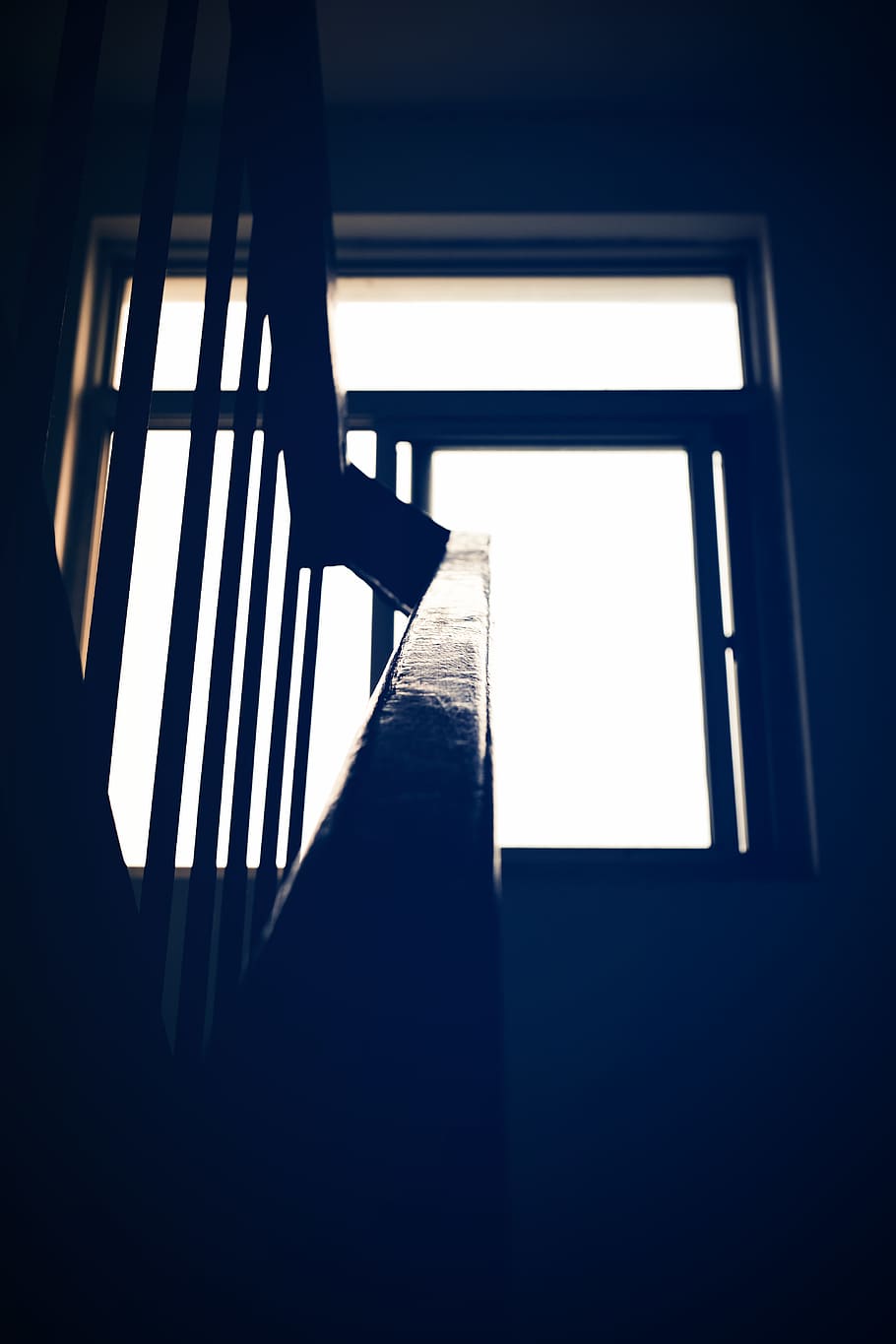 Staircase Railing Near Window, backlit, clear sky, dark, handrail HD wallpaper