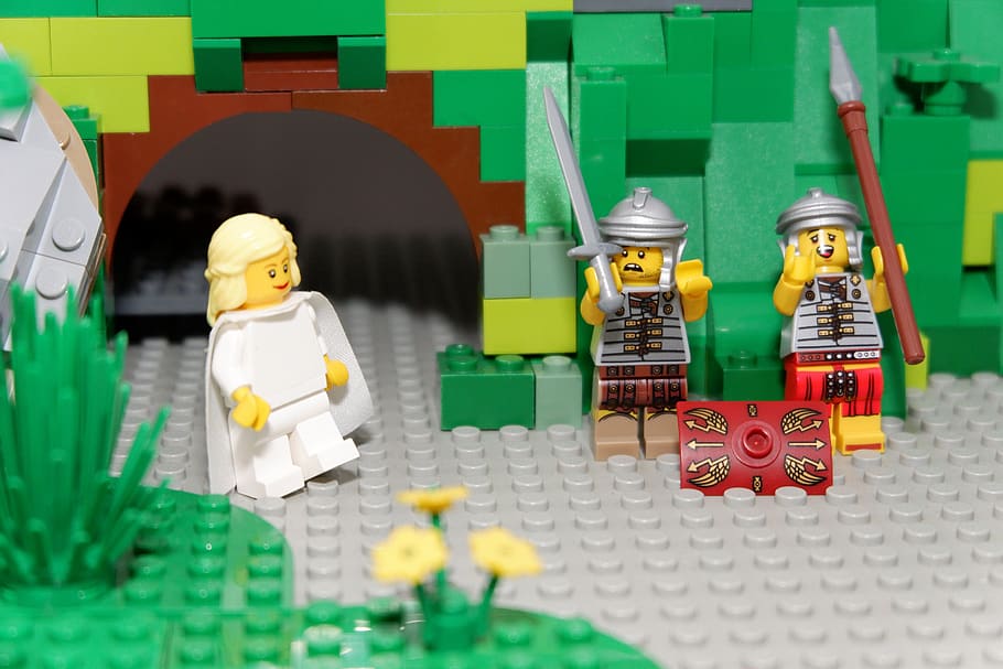 easter, spring, lego, easter story, angel, christian, jesus HD wallpaper