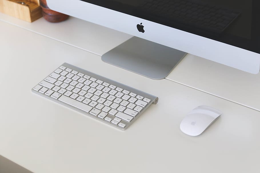 mac, computer, desktop, keyboard, mouse, office, business, technology HD wallpaper