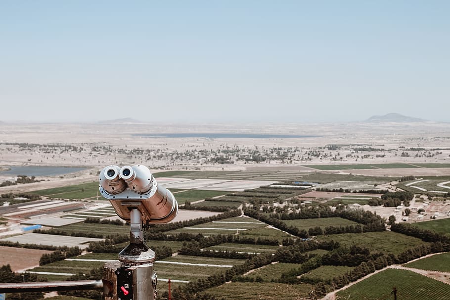 birds eye view photography of trees and grass field, telescope HD wallpaper
