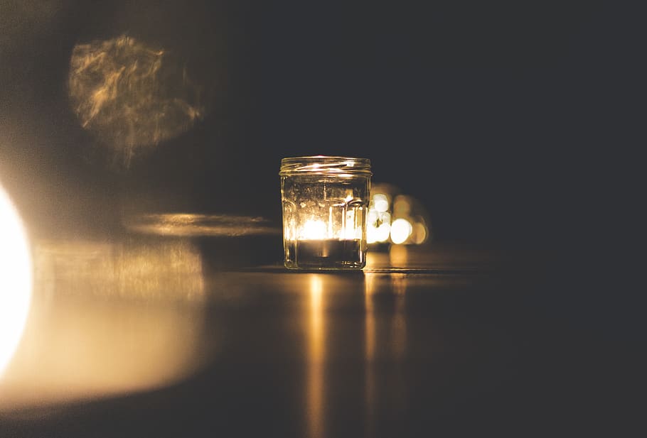 illuminated, reflection, glass - material, burning, candle HD wallpaper