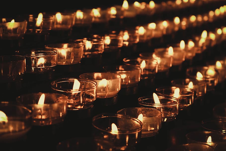 dark, glass, candle, flame, fire, light, burning, in a row HD wallpaper