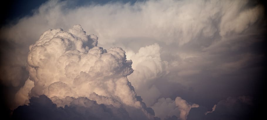 clouds, sky, blue, fluffy, day, bright, warm, epic, wide, cloud - sky