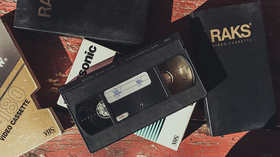 black VHS tape, text, communication, western script, technology HD wallpaper