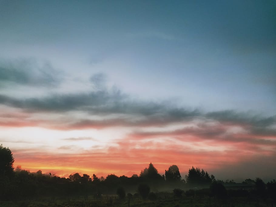 outdoors, dawn, red sky, dusk, new zealand, sunlight, sunrise HD wallpaper