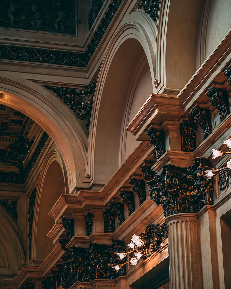brown building interior, architecture, built structure, indoors HD wallpaper