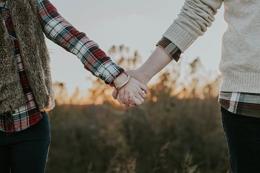 two person holding hands while standing, two people, couple - relationship HD wallpaper