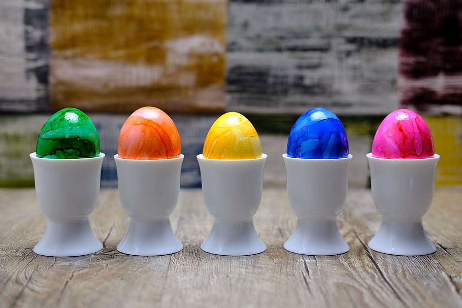 egg, easter eggs, colorful eggs, egg cups, easter celebration HD wallpaper
