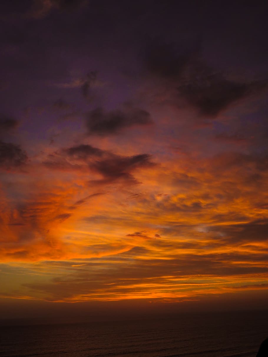peru, lima region, sky, cloud - sky, sea, water, sunset, horizon HD wallpaper