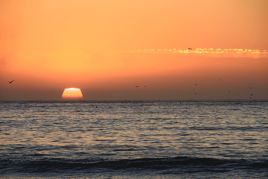 united states, pacifica, pacifica state beach, sea, water, sunset HD wallpaper