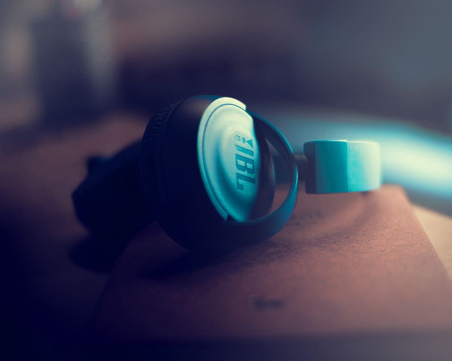 Jbl Headphones On Brown Surface, close-up, technology, focus on foreground, HD wallpaper