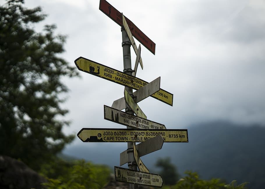 signage on post during daytime, communication, guidance, text HD wallpaper