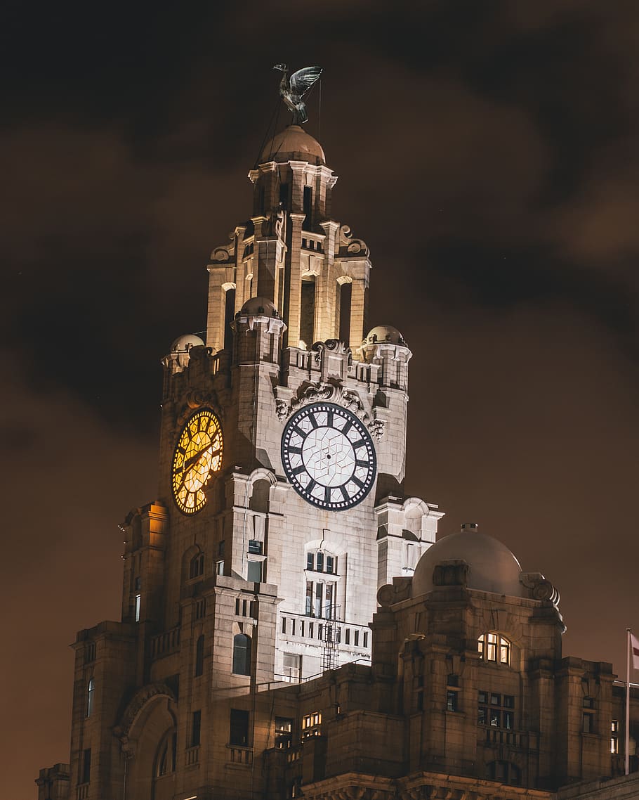 clock tower during nighttime, building exterior, architecture HD wallpaper