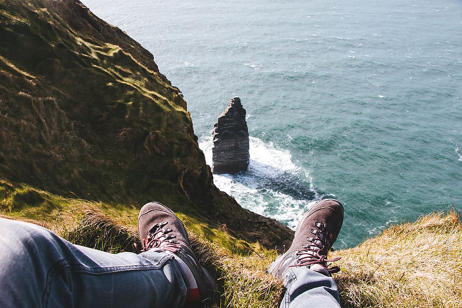 sea, wafe, adventure, boot, ireland, cliff, water, low section HD wallpaper