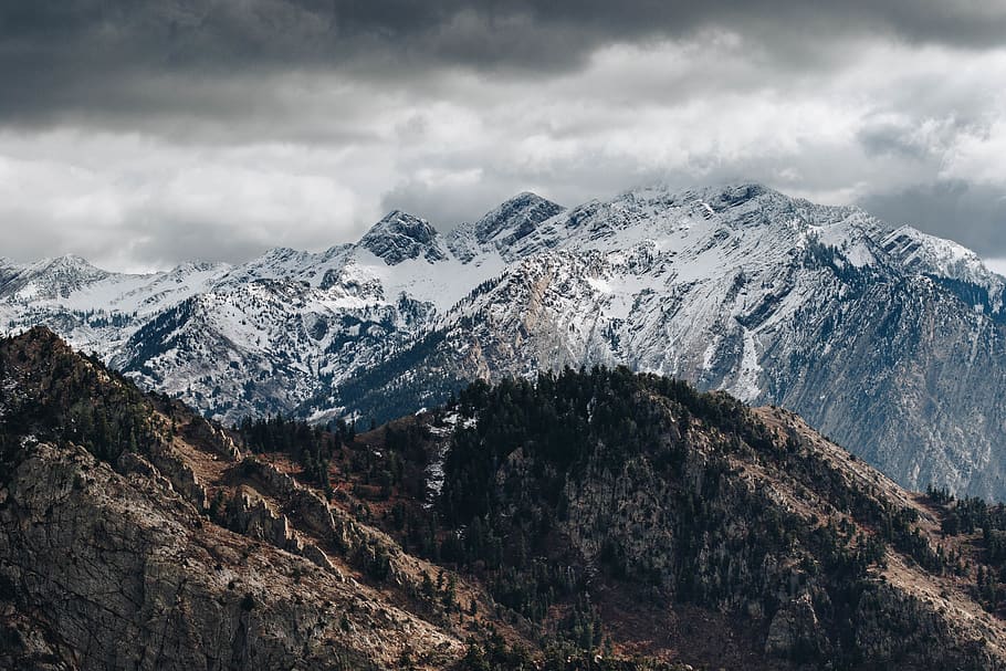 snow mountain range wallpaper, cold temperature, winter, scenics - nature HD wallpaper