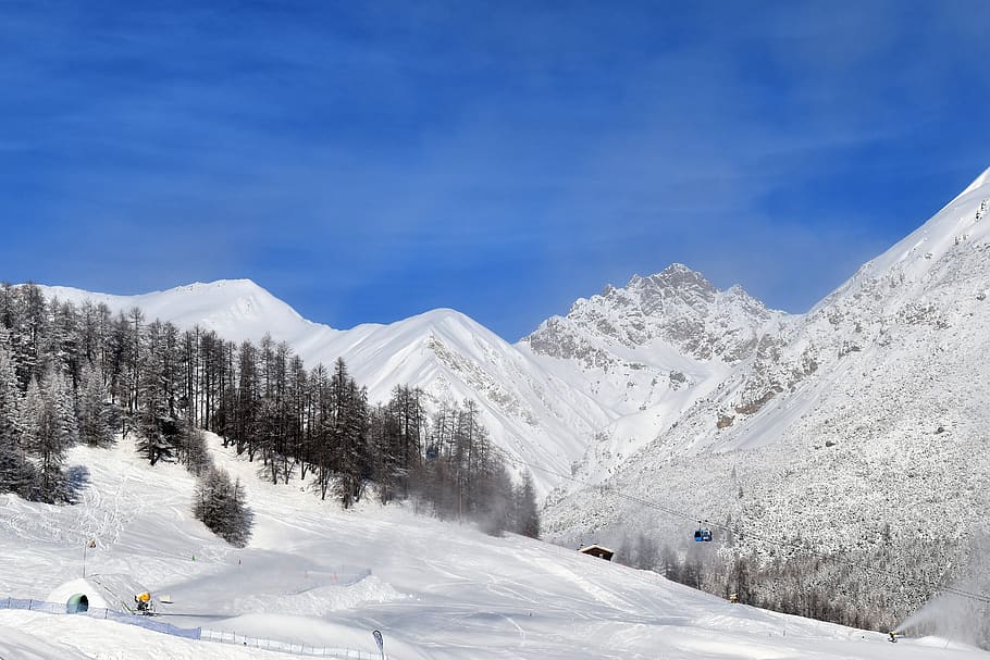 snow, landscape, winter, nature, mountains, wintry, alpine, HD wallpaper