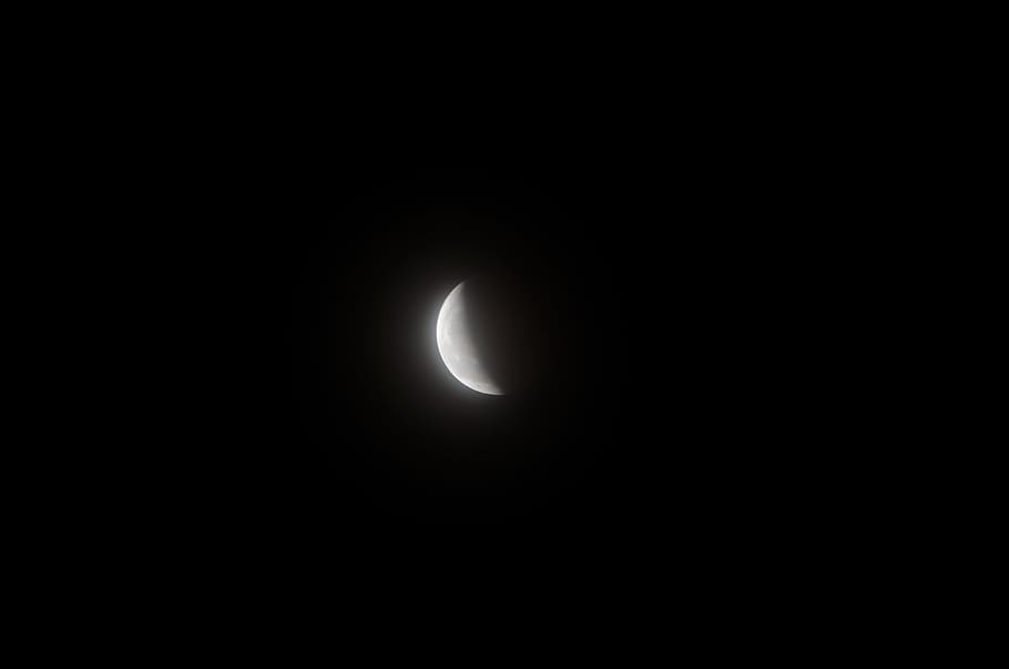 crescent moon, sky, space, copy space, night, astronomy, dark HD wallpaper