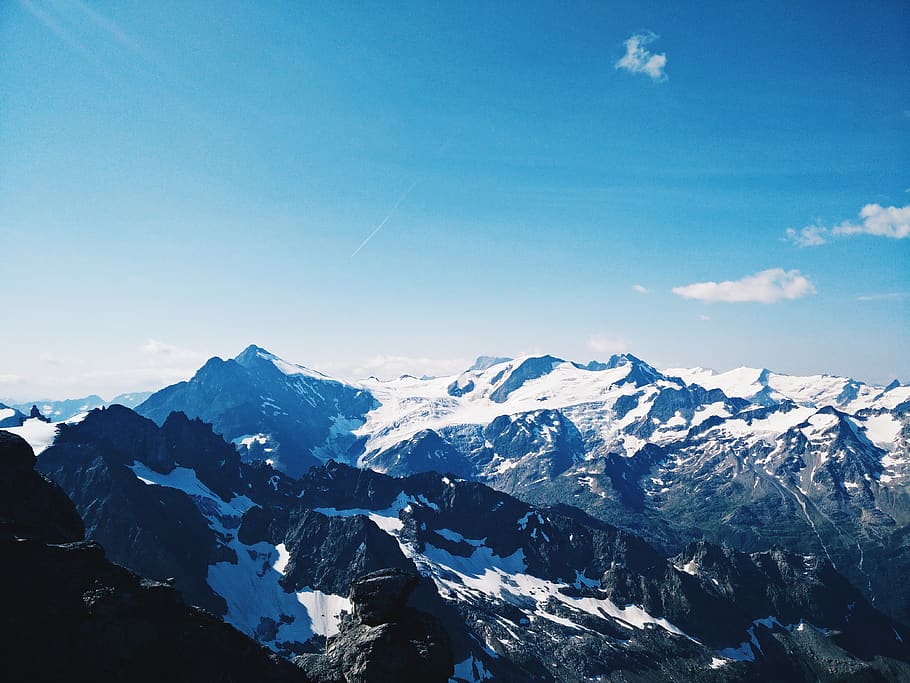 titlis, switzerland, gadmen, mountain, snow, blue, landscape, HD wallpaper