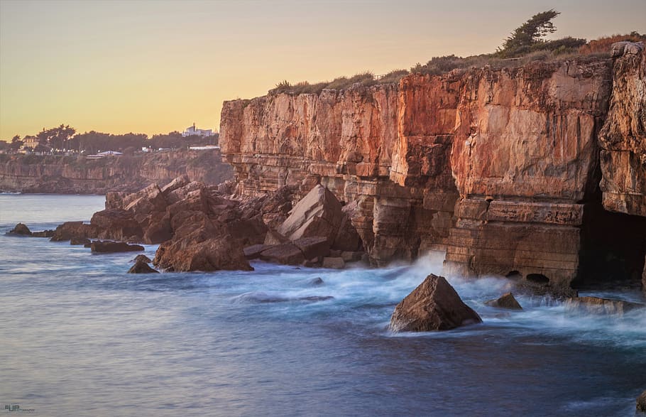rock, costa, mar, landscape, water, nature, litoral, tide, hdr HD wallpaper