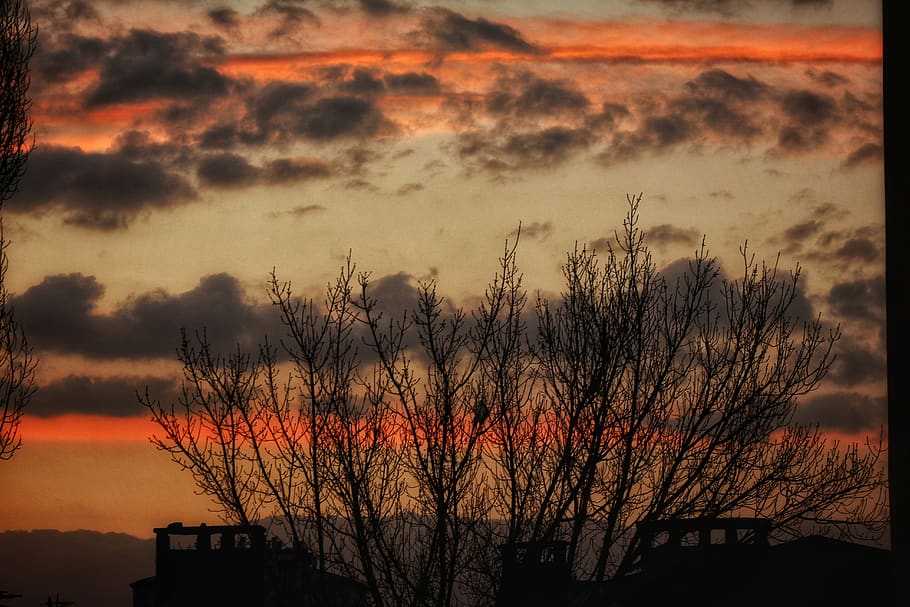 turkey, sivas, sky, nature, sunset, cloud - sky, orange color, HD wallpaper
