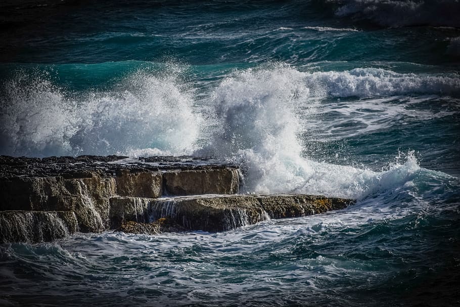 water, storm, surf, wave, ocean, splash, spray, foam, explosion HD wallpaper