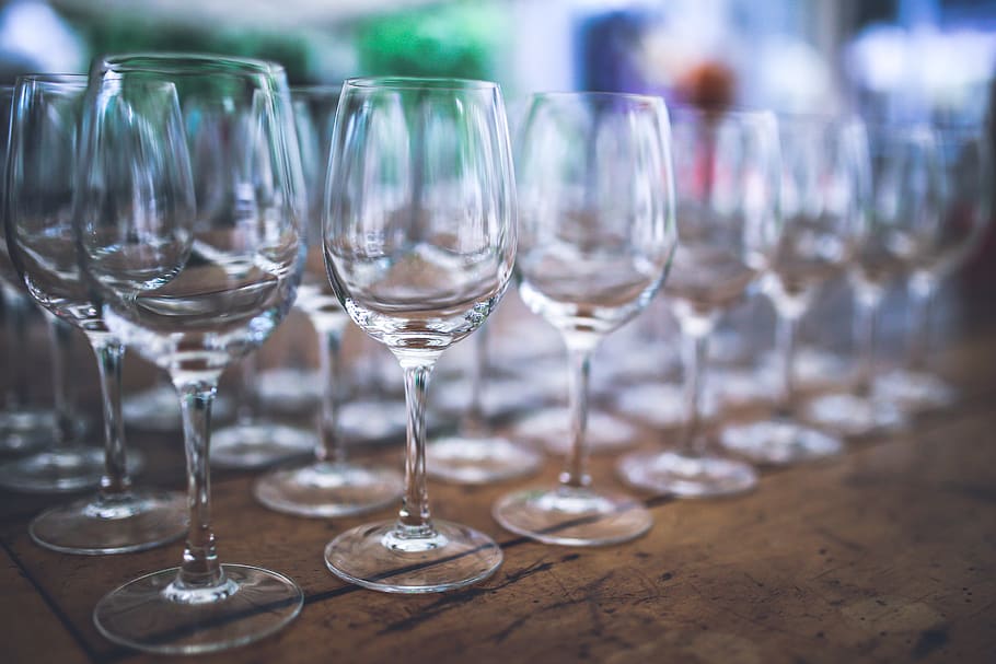 Empty wine glasses, passel, table, drinking glass, no people HD wallpaper