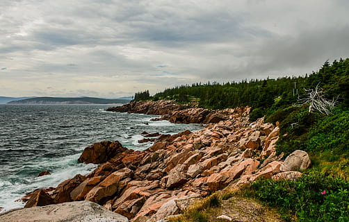 side, sea, rocks, ocean, sky, clouds, nature, summer, wind HD wallpaper