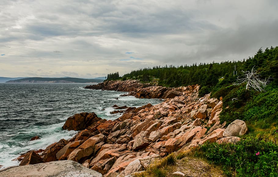 side, sea, rocks, ocean, sky, clouds, nature, summer, wind HD wallpaper