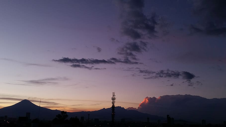 mexico, puebla, sky, cloud, tower, popocatepetl, iztaccihuatl HD wallpaper