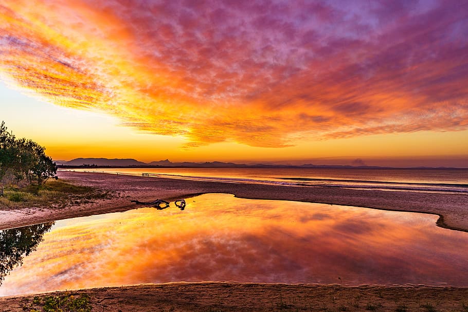 landscape, seascape, sunset, beach, ocean, nature, coast, sky HD wallpaper